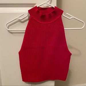 Aritzia Babaton Sculpt Knit Halter Top Red